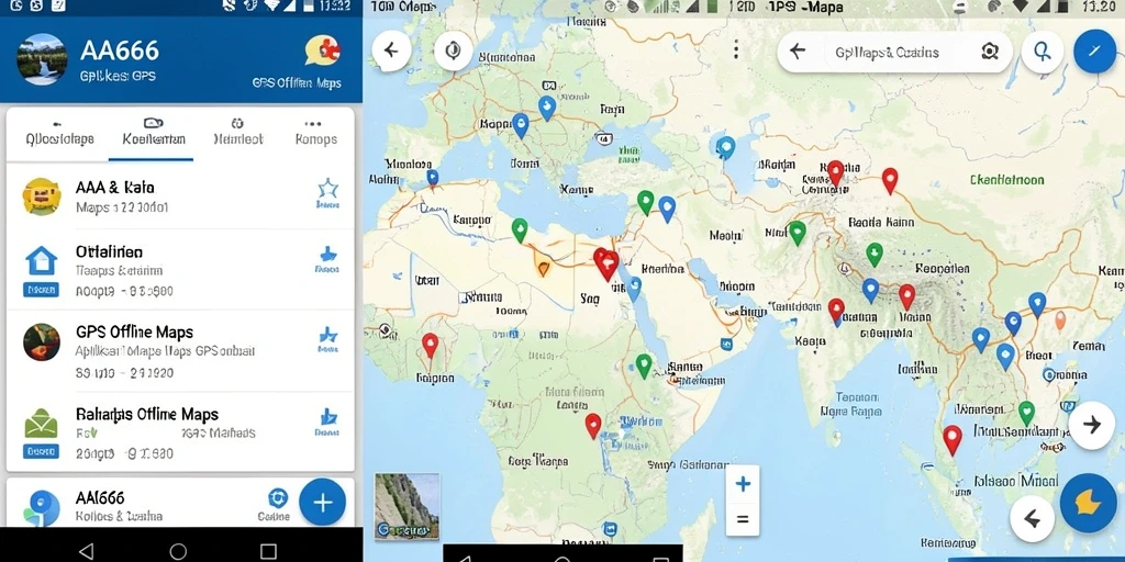 Antarmuka intuitif aplikasi GPS Offline Maps AA666.