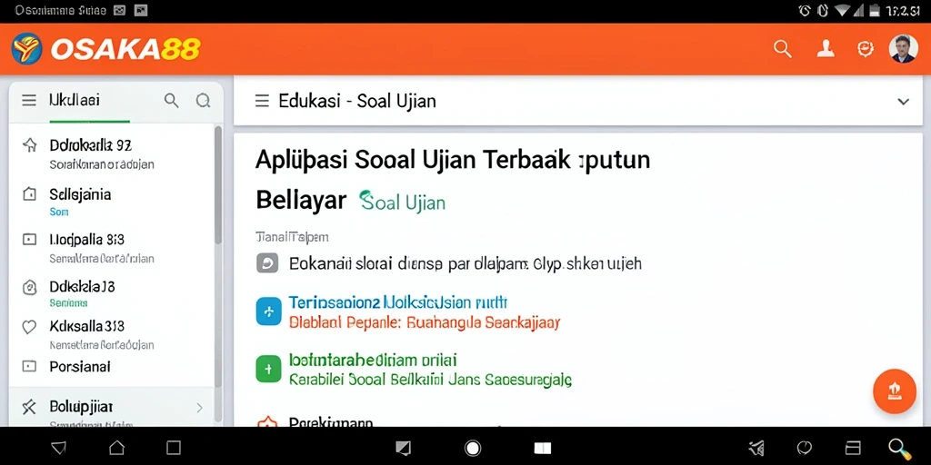 Antarmuka aplikasi OSAKA88 yang mudah digunakan untuk soal ujian.
