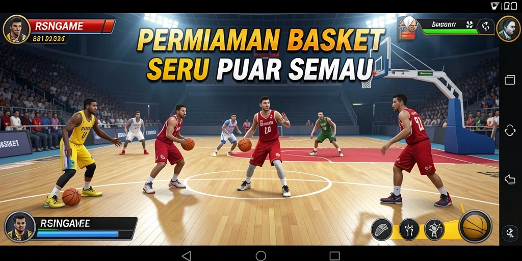 Tampilan antarmuka RSNGAME dengan pengalaman bermain basket yang seru.