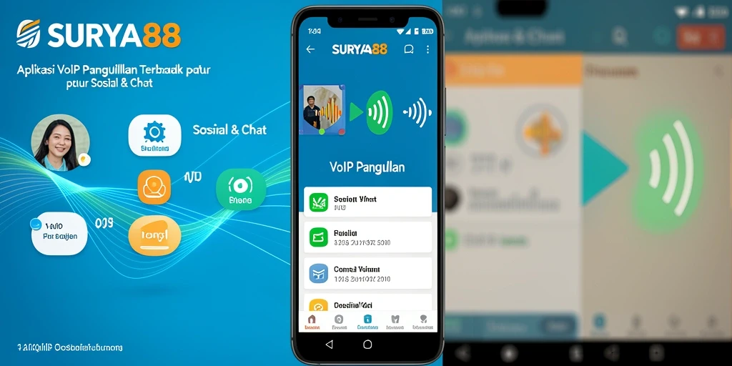 Antarmuka aplikasi SURYA88 dengan fitur VoIP Panggilan yang intuitif.