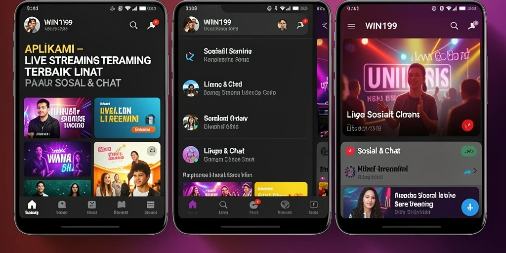 Tampilan antarmuka aplikasi Live Streaming WIN199 yang intuitif dan menarik.